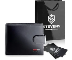 Vyriška odinė piniginė Stevens su RFID apsauga, juoda PREMIUM 07-325A