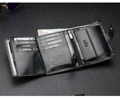 Vyriška odinė piniginė Stevens su RFID apsauga juodos spalvos