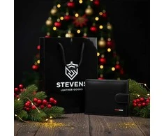 Vyriška odinė piniginė Stevens su RFID apsauga, juoda PREMIUM 07-325A