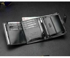 Vyriška odinė piniginė Stevens su RFID apsauga juodos spalvos