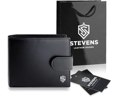 Vyriška odinė piniginė Stevens su RFID apsauga, juoda PREMIUM 03-325A