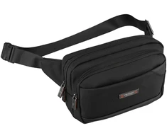 Vyriška „Peterson“ lengva juoda crossbody rankinė per petį su užtrauktuku, iš tekstilės