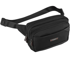 Vyriška „Peterson“ lengva juoda crossbody rankinė per petį su užtrauktuku, iš tekstilės