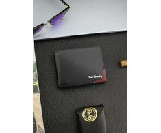 Vyriška piniginė Pierre Cardin, juoda-raudona, natūrali oda, RFID apsauga 75TILAK