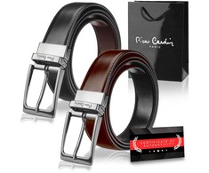 Vyriškas odinis diržas Pierre Cardin, juodas/rudas, 3,5 cm