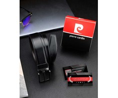 Vyriškas odinis diržas Pierre Cardin, juodas/rudas, 3,5 cm