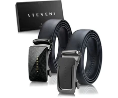 Vyriškas odinis diržas su automatinėmis sagtimis STEVENS, juodas 2 viename D39752