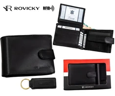 Vyriškas PU odos piniginės ir pakabuko rinkinys ROVICKY I39