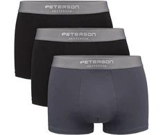 Vyriškos medvilninės bokserės „Peterson“, 3 porų rinkinys, dydis M, juodos ir pilkos spalvos