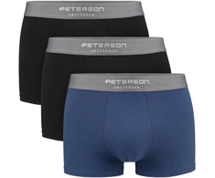 Vyriškos medvilninės bokserės „Peterson“, 3 porų rinkinys, juodos ir tamsiai mėlynos, dydis L