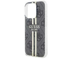 Dėklas GUESS GUHCP15XH4SGK IPHONE 15 PRO MAX 6.7 "Juodas/Juodas HARDCASE IML 4G GOLD STRIPE