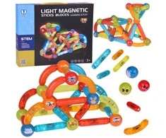 Jokomisiada Magnetinės kaladėlės 76 dalys Šviečiančios kaladėlės vaikams ZA5239
