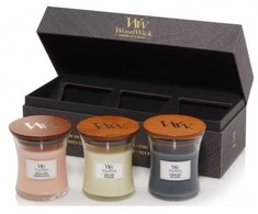 WoodWick Aromatinių žvakių rinkinys (Evening Onyx, Solar Ylang, Coastal Sunset), 3 x 85 g