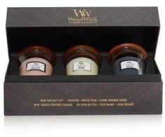 WoodWick Aromatinių žvakių rinkinys (Evening Onyx, Solar Ylang, Coastal Sunset), 3 x 85 g