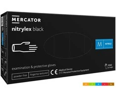 Mercator Medical Mercator Nitrylex vienkartinės nitrilo pirštinės, juodos (100vnt.) - S