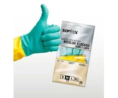 Santex Bicolor Flocked Latex guminės latekso pirštinės - L - 12 porų