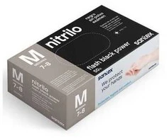Santex Flash Power itin tvirtos nitrilo pirštinės, juodos, 8.5g (50vnt.) - M - 10pak.x50vnt.