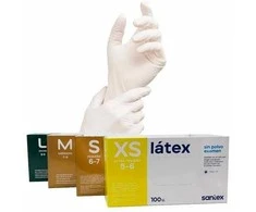 Santex Latex vienkartinės latekso pirštinės, baltos, 5g (100vnt.) - XS - 1pak.x100vnt.