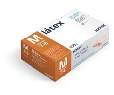 Santex Latex vienkartinės latekso pirštinės su pudra, baltos, 5g (100vnt.) - M - 10pak.x100vnt.
