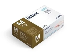 Santex Latex vienkartinės latekso pirštinės, baltos, 5g (100vnt.) - L