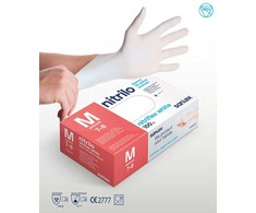 Santex Nitriflex Baltas vienkartinės nitrilo pirštinės, baltos, 3.5g (100vnt.) - M - 1pak.x100vnt.
