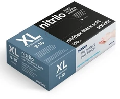 Santex Nitriflex Juodas Soft vienkartinės nitrilinės pirštinės, juodos, 3.5g (100vnt.) - XL