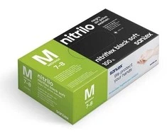 Santex Nitriflex Juodas Soft vienkartinės nitrilinės pirštinės, juodos, 3.5g (100vnt.) - L - 1pak.x100vnt.