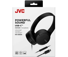 JVC, HA-S33UC-BU, juodos sp. dinaminės ausinės, mikrofonas