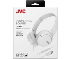 JVC, HA-S33UC-WU, baltos sp. dinaminės ausinės, mikrofonas