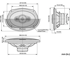 Pioneer, TS-A6961F 6x9" 4-juostų koaksialiniai garsiakalbiai