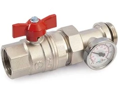 Ventilis trumpa raudona rankena, su termomemtru ir išardoma jungtimi vid.-iš.25 GENERAL FITTINGS