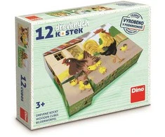 DINO Mediniai paveikslų kubeliai Pets retro 12 kubų