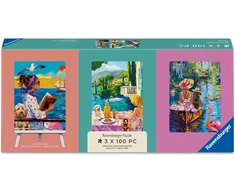 Dėlionė Ravensburger Puzzle 3x100 Pieces: Have Dog, Will Travel &amp; Easel Set