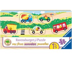 Ravensburger medinė dėlionė „Pirmosios transporto priemonės“, 5 det., nuo 1,5 m.