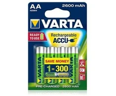4x Akumuliatorius R-06 R06 AA 1,2V 2600mAh Ready2use Varta