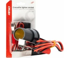 Automobilio maitinimo lizdo adapteris su krokodilo tipo gnybtais 12/24V 100 cm, AMIO-03804