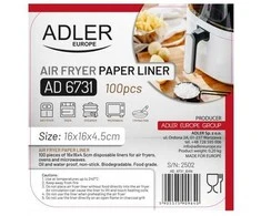 Gruzdintuvė Adler | Paper Liners for Air Fryer | AD 6731 | 100 | Dimensions (W x L) 16 x 16 x 4.5 cm
