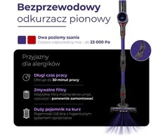 Belaidis vertikalus dulkių siurblys Adler AD 7061 alergiškiems žmonėms Juodas, Mėlyna