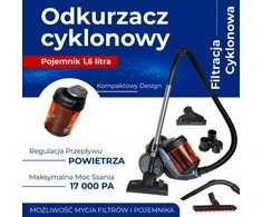 Adler Cyclone dulkių siurblys | AD 7065 | Be maišelio | Galia 700 W | Dulkių talpa 1,6 L | Juodas/Raudona
