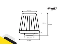 Kūginis oro filtras automobiliui, universalus, raudonas/chromuotas, su 3 adapteriais, AMIO-01282
