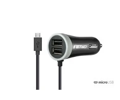 Amio Automobilinis įkroviklis PCH PRO-01 microUSB+2xUSB 2.4A 12/24V