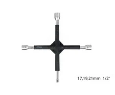 Kryžminis ratų raktas 17–19–21 mm, 1/2", gumuotas, AMIO-02402