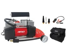 Amio metalinis dviejų stūmoklių kompresorius su manometru 12V