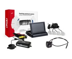 Amio Parkavimo pagalbos sistema TFT02 4,3" su FLIP-UP CAM-310 kamera, 4 sidabro spalvos jutikliai 22 mm