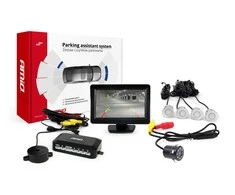 Amio Parkavimo pagalbos sistema TFT01 4,3" su HD-307-IR kamera, 4 sidabro spalvos jutikliai 22 mm