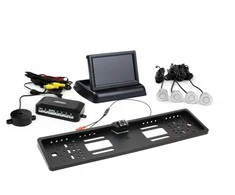 Amio Parkavimo pagalbos sistema TFT02 4,3" su HD-402-LED kamera, 4 sidabro spalvos jutikliai