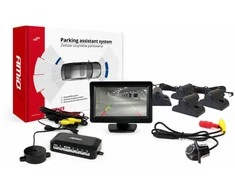Amio Parkavimo pagalbos sistema TFT01 4,3" su HD-305-LED kamera, 4 juodi jutikliai, sunkvežimiams