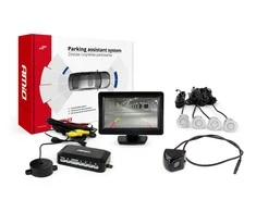 Amio Parkavimo pagalbos sistema TFT01 4,3" su HD-310 kamera, 4 sidabro spalvos jutikliai