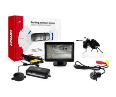 Amio Parkavimo pagalbos sistema TFT01 4,3" su HD-305 LED kamera, 4 balti jutikliai 28 mm