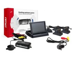 Amio Parkavimo pagalbos sistema TFT02 4,3" su HD-305-LED kamera, 4 juodi jutikliai, sunkvežimiams